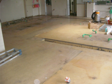 既存の床状況(合成樹脂塗床材）